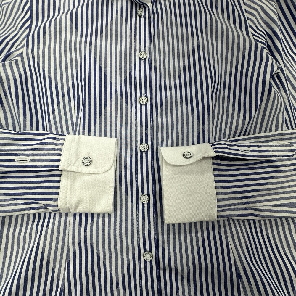 Brooks Brothers Red Fleece Womens 0 Blue White Stripe Button Down Cotton Shirt - Picture 7 of 8